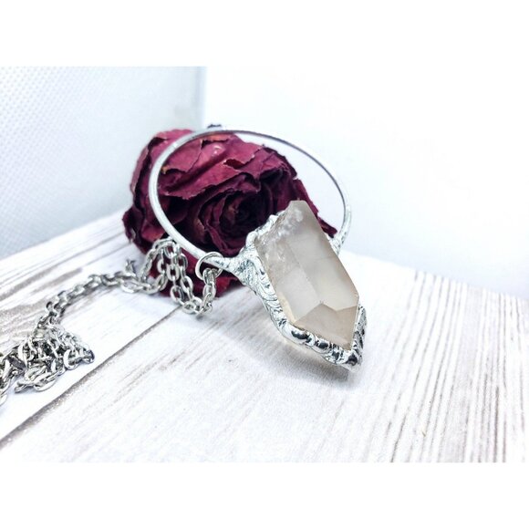 Quartz Statement Crystal Necklace Handmade Boho Jewelry - Picture 2 of 12